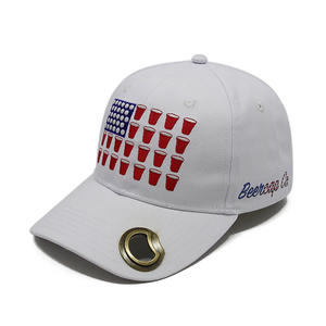 Embroidered logo white baseball hats with bottle opener | Wintime Hat Manufacturer