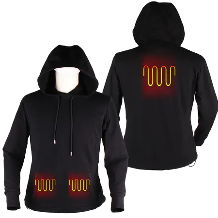 Black Embroidery Patch Unisex Cotton Heated Pullover Hoodie