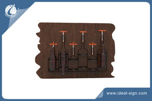 Dual Cedar Wood Wall Mounted Beer Wine Bottle Holder Rack For Home And Bar Decor