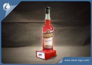 Orange Acrylic LED Wine Liquor Bottle Display With White Lights And Special Shape