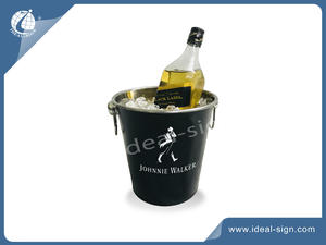 Stainless Steel Black Ice Bucket With 2 Ring-shaped Handles