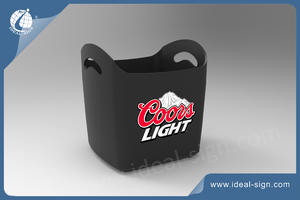 Rectangle Plastic Ice Bucket With Cambered Edges And Handle
