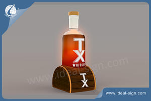 Custom made illuminated Wooden Wine Liquor Bottle Display Stand for wholesale