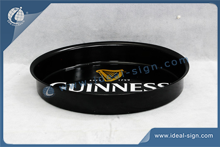 Factory price for Guinness round shape metal serving tray supplier