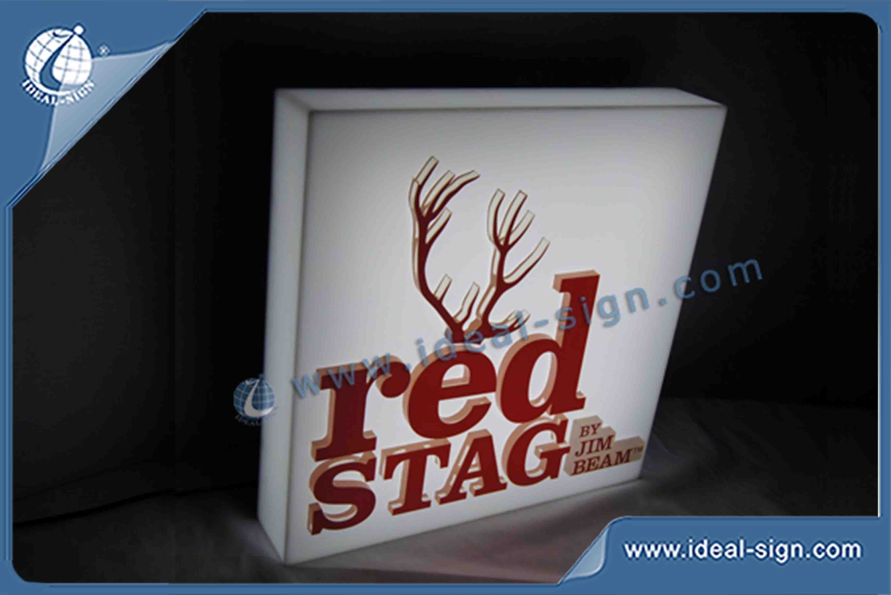 바 증진을위한 RED STAG 아크릴 LED 라이트 박스