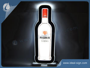 Wholesale custom bottle shape slim led illuminated sign led crystal light box.