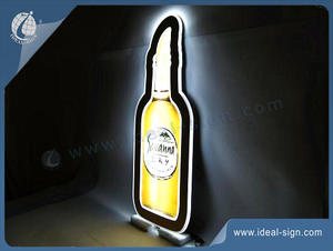 Wholesale custom bottle shape slim led illuminated sign led crystal light box.