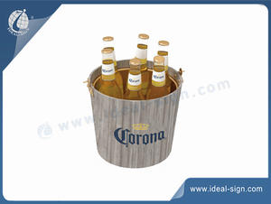 customized metal wine bucket with wood decoration in bulk quantity