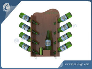 Wholesale Custom made wooden bottle base liquor bottle display shelf for display the brand.