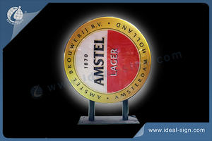 Round AMSTEL Outdoor Light Sign Exterior Wall Mounted Sign