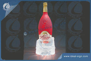 Custom made lighted bottle display in acrylic and resin material for wholesale