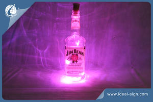 Custom Glass Bottle Lights in various Leds colors for decoration at home, bars, and night club