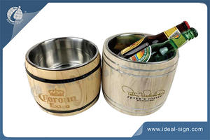 Large Capacity Wooden Stainless Steel  Ice Bucket