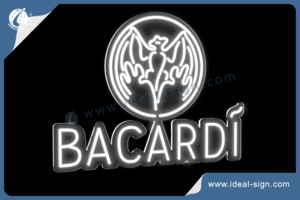 BACARDI LED Neon Sign With Transparent Acrylic Backplane