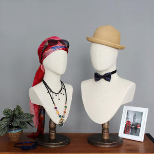 Customized fabric linen display mannequin head with shoulder for accessories display