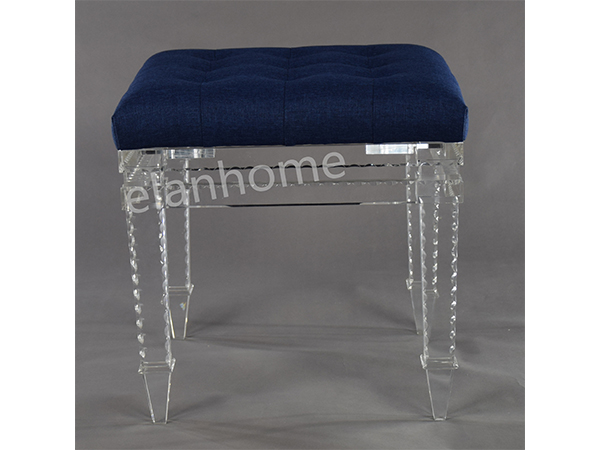 clear acrylic vanity stool crystal acrylic stool with blue cushion-C102
