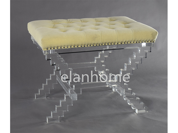 Z shaped bench wiht crystal acrylic legs