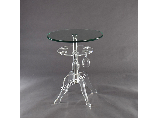 modern double round side table acrylic legs with glass top  lucit side table