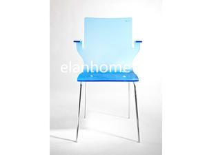 acrylic dinning arm chair with plated metal legs 