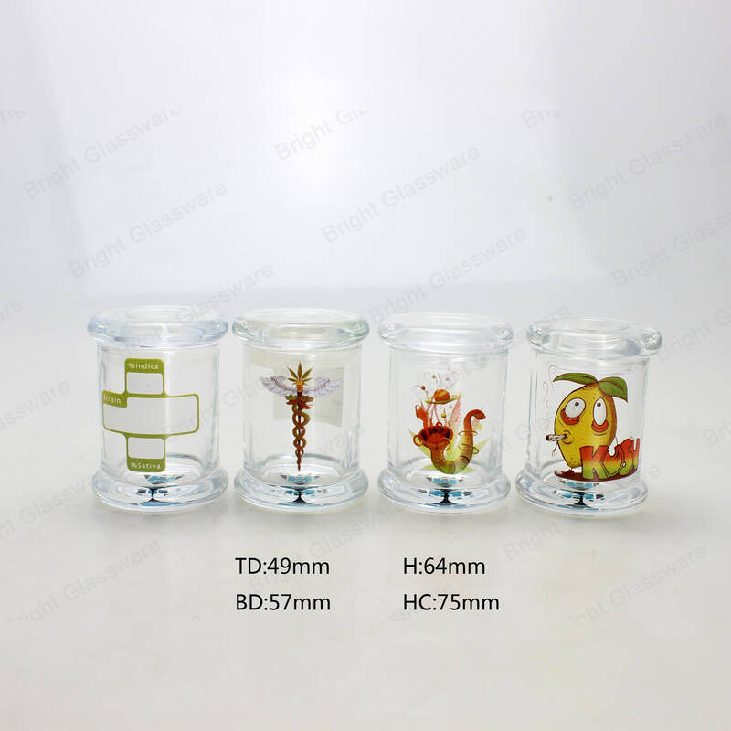 定制贴花标志透明圆形玻璃蜡烛罐，带玻璃平盖