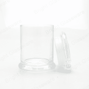 6oz平顶透明Libbey 状态罐多瑙河大底座烛台带玻璃盖