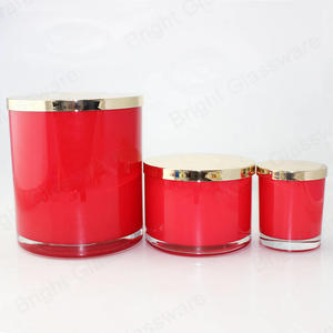 圆柱形回收大圆形蜡烛玻璃罐，用于 3 芯蜡烛制作