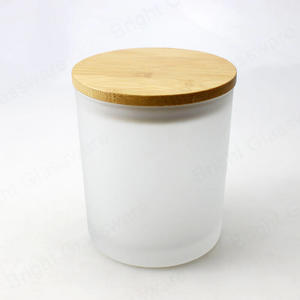 磨砂玻璃蜡烛罐带木盖白色玻璃蜡烛器皿批发