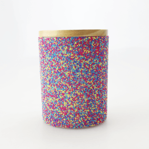 手工制作的优雅彩色珍珠纹理玻璃蜡烛罐，带木盖批发