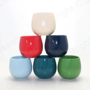 球形现代空玻璃彩色陶瓷蜡烛罐，用于室内装饰