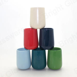 豪华光泽空陶瓷瓷蜡烛罐容器，用于餐桌装饰