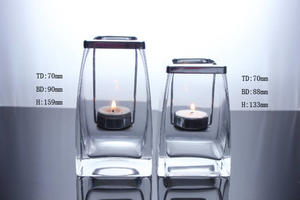 透明立方蜡烛罐方形茶灯支架，用于婚礼派对和家居装饰