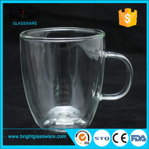 批发高品质450ml耐热玻璃咖啡杯双壁硼硅酸盐玻璃杯家用