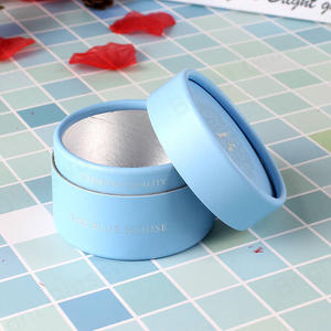 定制logo印花蓝色圆管礼品包装耳环戒指圆形首饰盒