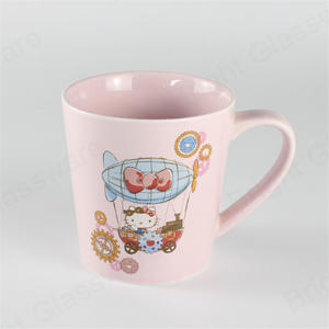 中国供应商印刷小猫猫瓷杯粉红色陶瓷杯圣诞礼物