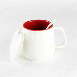定制印花内色现代欧式下午茶升华杯陶瓷咖啡杯，带勺子和盖子套装