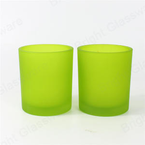 回收 10 盎司哑光磨砂绿色玻璃烛台玻璃罐