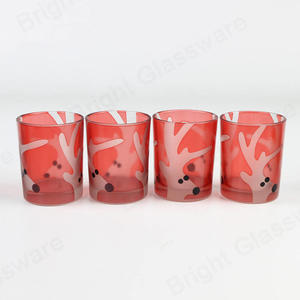 4 件粉红色迷你 3oz 茶灯鹿玻璃蜡烛罐圣诞装饰