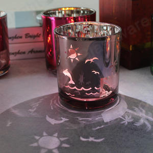 定制浪漫粉红色圣诞玻璃蜡烛罐，用于房间装饰