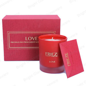 定制个性化香薰蜡烛罐红色婚礼青睐蜡烛盒带卡片