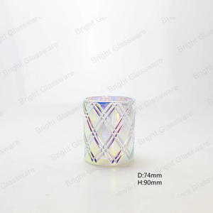 彩虹圆形钻石图案烛台玻璃
