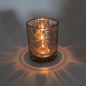 新设计空电镀铜玻璃杯蜡烛罐，用于婚礼派对装饰