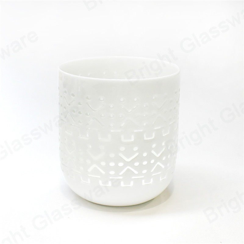 现代家居装饰白色空陶瓷罐蜡烛