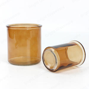 高品质空 16 盎司 8 盎司玻璃琥珀色蜡烛罐