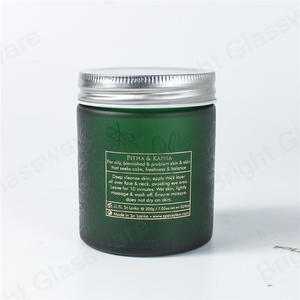 绿色直边 16 盎司玻璃化妆品罐，带铝盖