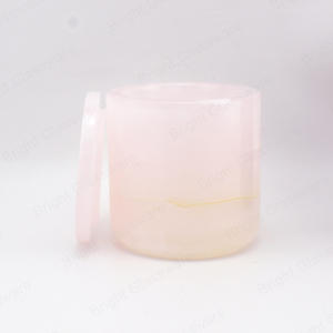 豪华家居装饰粉红色缟玛瑙蜡烛罐带盖蜡烛收集