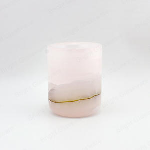 200ml复古粉红色缟玛瑙大理石蜡烛用于婚礼装饰