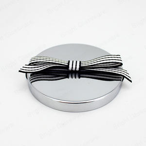 最新的定制尺寸银色金属盖，用于带丝带的蜡烛玻璃罐