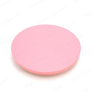 批发定制带硅胶环的圆形粉红色竹烛盖
