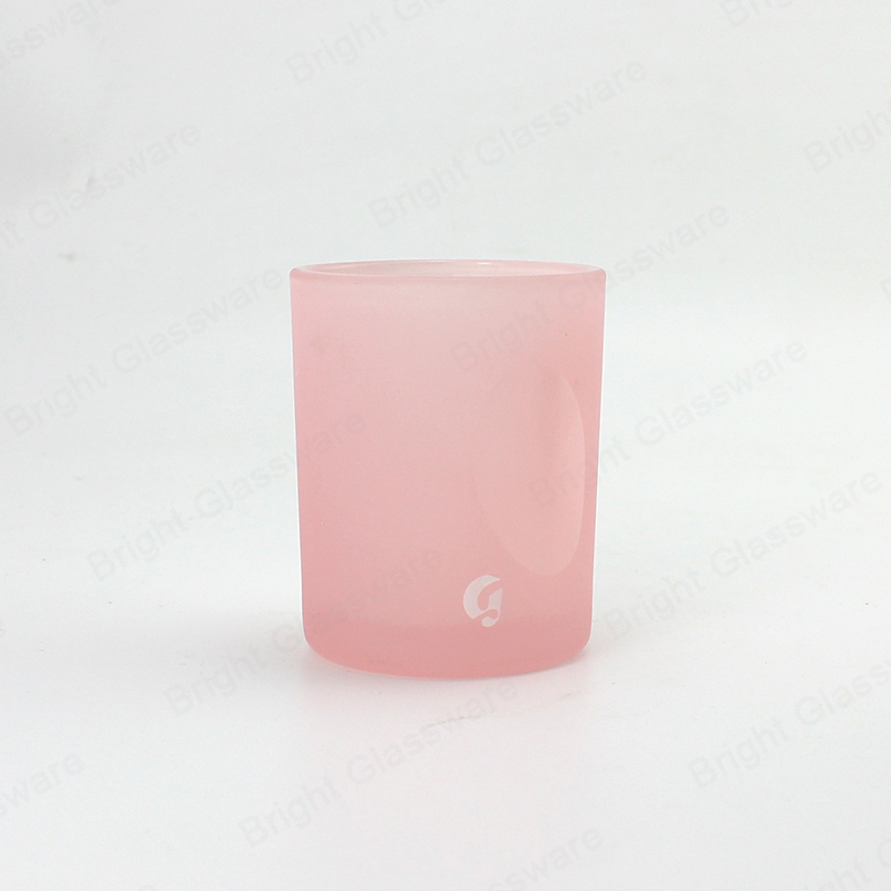100毫升磨砂粉红色玻璃蜡烛罐，用于制作蜡烛