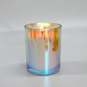 独特的全息电镀彩虹彩空玻璃蜡烛罐